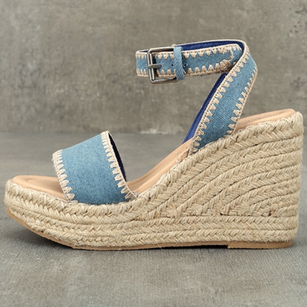 Denim Espadrille Wedges